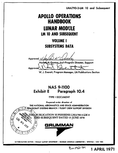 Operations Handbook Lunar Module