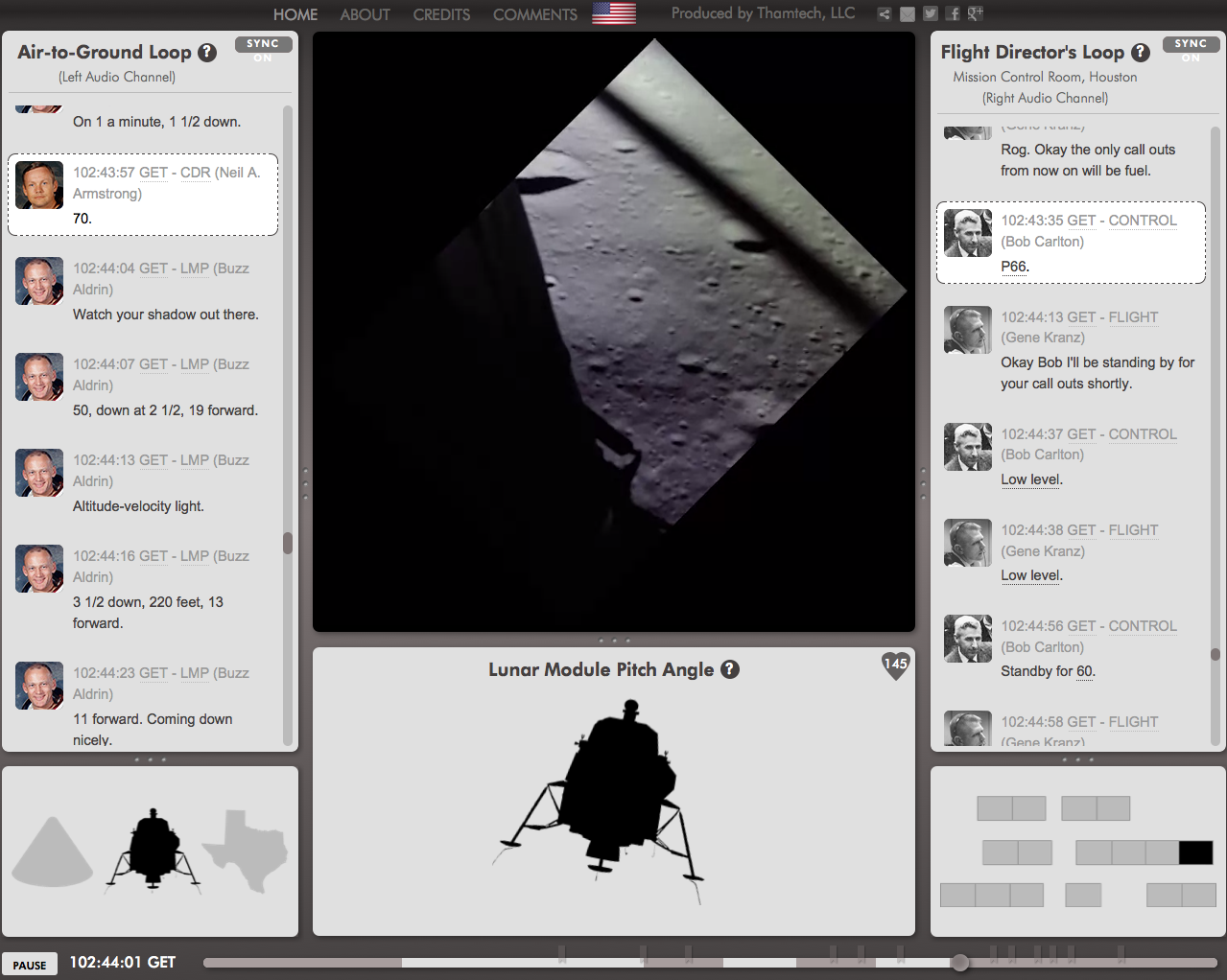 Bildschirmfoto der Apollo-Mondlande-Sumulation